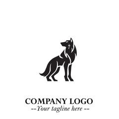 Wolf Logo Symbol in Black on the White Background Minimalist Wild Animal Vector Illustration