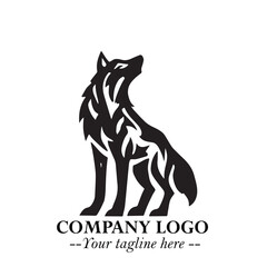 Wolf Logo Symbol in Black on the White Background Minimalist Wild Animal Vector Illustration