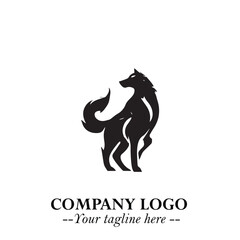 Wolf Logo Symbol in Black on the White Background Minimalist Wild Animal Vector Illustration