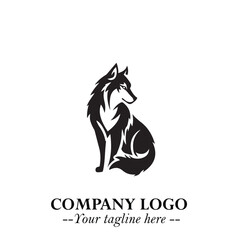 Wolf Logo Symbol in Black on the White Background Minimalist Wild Animal Vector Illustration