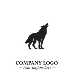Wolf Logo Symbol in Black on the White Background Minimalist Wild Animal Vector Illustration