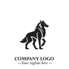Wolf Logo Symbol in Black on the White Background Minimalist Wild Animal Vector Illustration