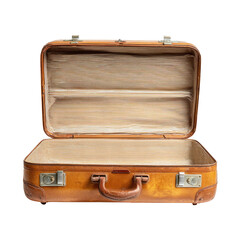 Open vintage suitcase, empty interior