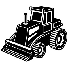 Silhouette of Bulldozer on white background