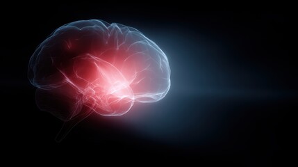 Fototapeta premium An abstract representation of emotional intelligence, a glowing heart inside a glowing brain.