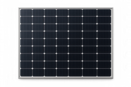 Solar panel generating clean renewable energy, photovoltaic power system, innovative technology, transparent background