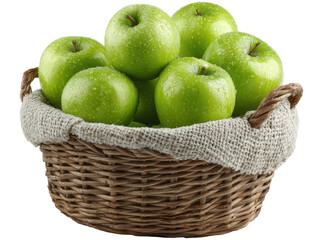 Fresh green apples in a woven basket (2)