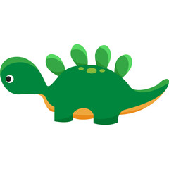 Cute Green Dinosaur With Orange Belly And Spikes On Its Back Featuring Big Eyes And Tail In A Simple Cartoon Style Isolated On A Transparent Background