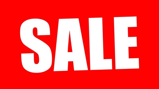 Bold red sale sign against a white background promoting retail discounts event now