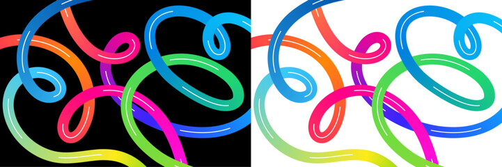 Abstract Color Gradient Waves, Vibrant Rainbow Line Pattern and Wavy Ribbon Background Vector Design