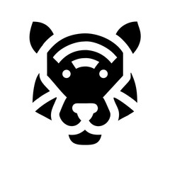 Vector art of stylized tiger head icon a bold and modern design featuring a tigers face, perfect for logos, branding, and graphic elements