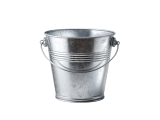 Empty galvanized metal bucket isolated on black background, Isolated On White Background, Png Transparent