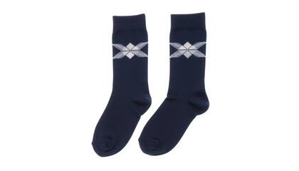 black socks isolated on white background, PNG.