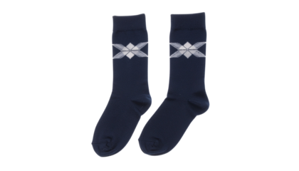 black socks isolated on white background, PNG.