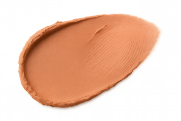 Beige cosmetic foundation smear showing creamy texture. Beauty makeup product concept, swatching on transparent background