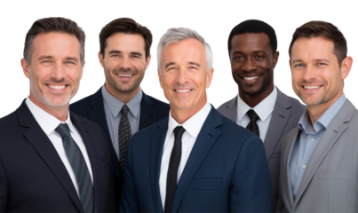 Confident business team isolated on transparent background