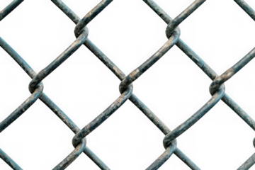 Close up of weathered blue chain link fence pattern against black background metal wire