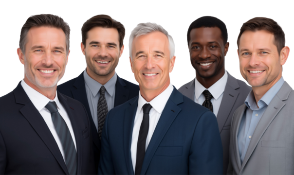 Confident business team isolated on transparent background