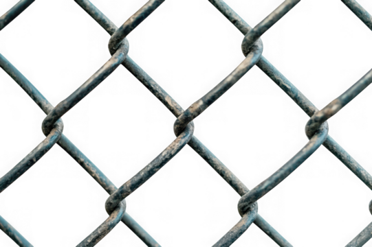 Close up of weathered blue chain link fence pattern against black background metal wire - Powered by Adobe