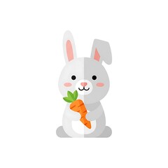 Fototapeta premium Cute Cartoon Bunny Holding a Carrot Illustration.