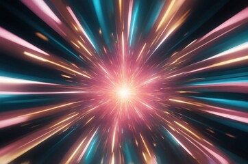 Obraz premium abstract background with red star, Radiant abstract cosmic scene showcasing a central burst of light with dynamic, colorful streaks radiating outward.