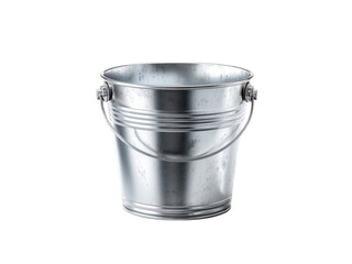 Galvanized metal bucket empty container isolated black background, Isolated On White Background, Png Transparent