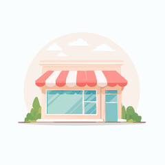 Obraz premium Small business storefront with awning and window