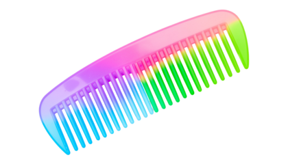 colorful comb isolated on white background, PNG.