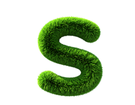 Green grass letter s isolated on transparent background new png