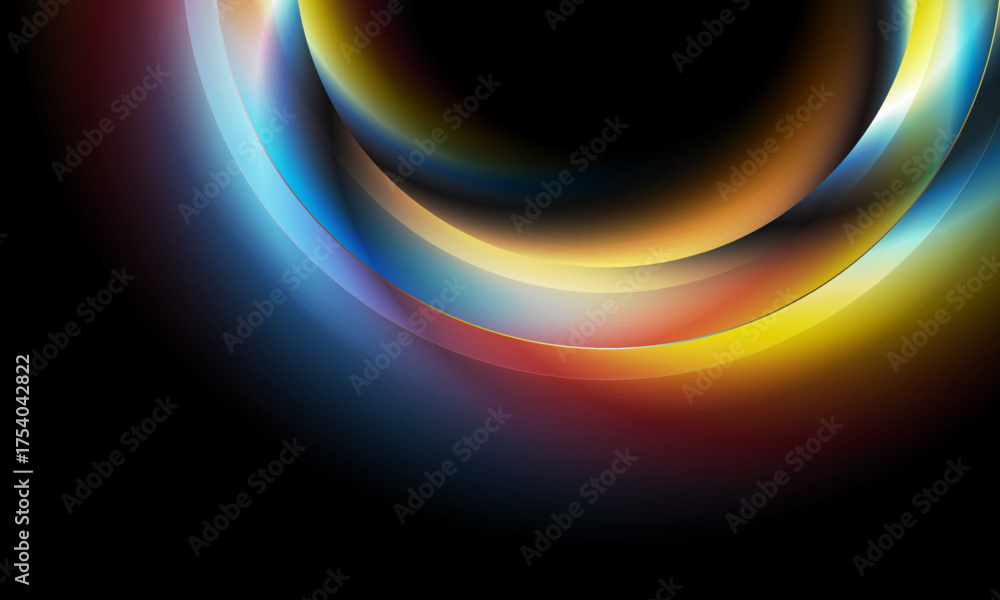 Wall mural colorful smooth glossy circles abstract glowing background. vector futuristic tech design
