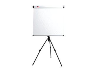 White flip chart on tripod isolated on transparent background new png