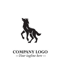 Wolf Logo Symbol in Black on the White Background Minimalist Wild Animal Vector Illustration