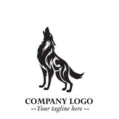 Wolf Logo Symbol in Black on the White Background Minimalist Wild Animal Vector Illustration