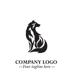 Wolf Logo Symbol in Black on the White Background Minimalist Wild Animal Vector Illustration