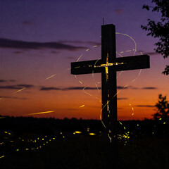 cross in the sunset
