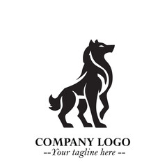 Wolf Logo Symbol in Black on the White Background Minimalist Wild Animal Vector Illustration