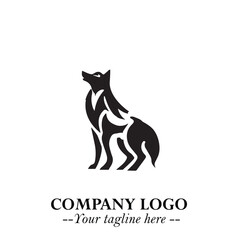 Obraz premium Wolf Logo Symbol in Black on the White Background Minimalist Wild Animal Vector Illustration