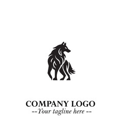 Wolf Logo Symbol in Black on the White Background Minimalist Wild Animal Vector Illustration