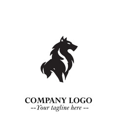 Wolf Logo Symbol in Black on the White Background Minimalist Wild Animal Vector Illustration