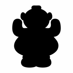 Silhouette of a cute chubby bear figure with its arms raised