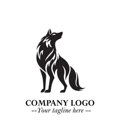 Wolf Logo Symbol in Black on the White Background Minimalist Wild Animal Vector Illustration