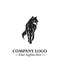 Wolf Logo Symbol in Black on the White Background Minimalist Wild Animal Vector Illustration