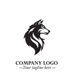 Wolf Logo Symbol in Black on the White Background Minimalist Wild Animal Vector Illustration
