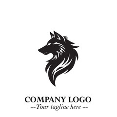 Wolf Logo Symbol in Black on the White Background Minimalist Wild Animal Vector Illustration