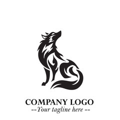 Wolf Logo Symbol in Black on the White Background Minimalist Wild Animal Vector Illustration