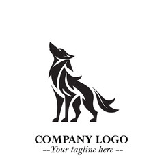 Wolf Logo Symbol in Black on the White Background Minimalist Wild Animal Vector Illustration
