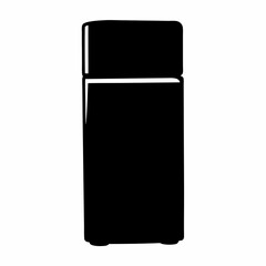 Monochromatic illustration of a refrigerator with a top freezer compartment on a white background