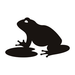 Silhouette of a Frog Sitting on a Lily Pad in Still Water