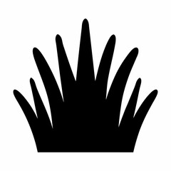 Stylized Clump of Grass Black Silhouette on White Background Vector Illustration