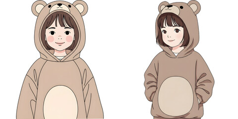 Vector illustration of a little girl with short brown hair